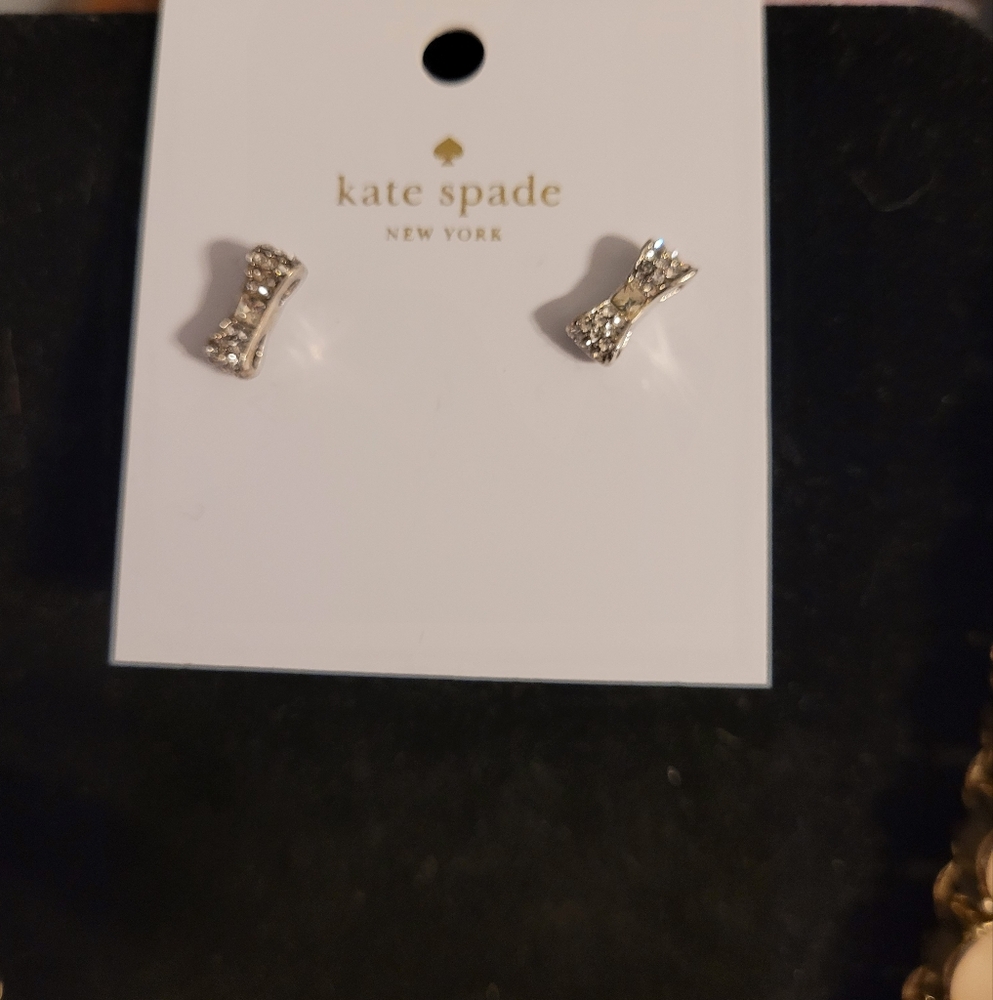 Kate Spade Bright Ideas Cubic Zirconia Bow Earrings - New on Card. / NWT